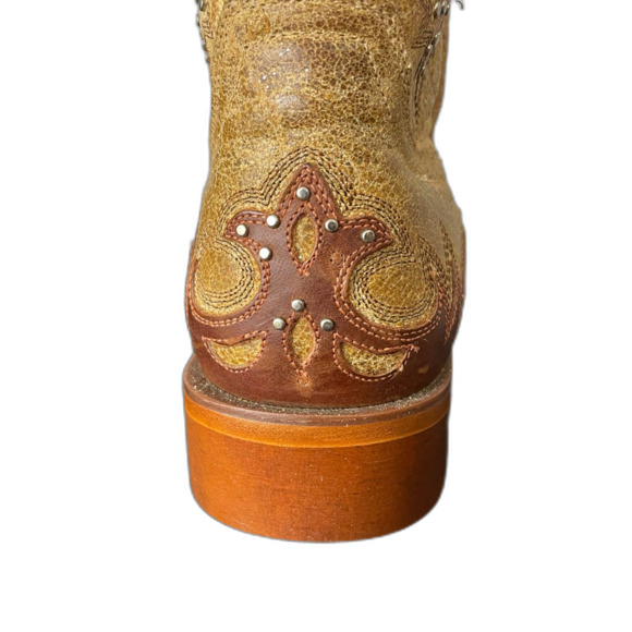 Johnny Ringo Rhinestone Cowgirl Tan Leather Boots Women’s 9B JR922-43 - Picture 7 of 16